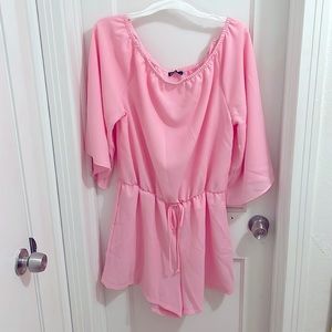 Pink off the shoulder romper